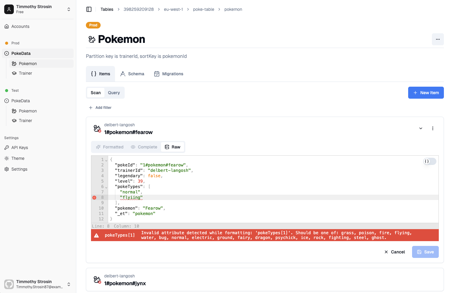 DynamoDB-Toolshack dashboard